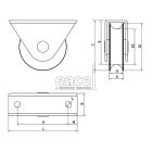 Alsó villás, talpas görgő U 80mm